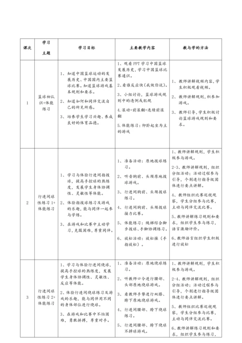 小学体育与健康3年级 篮球 大单元教学设计