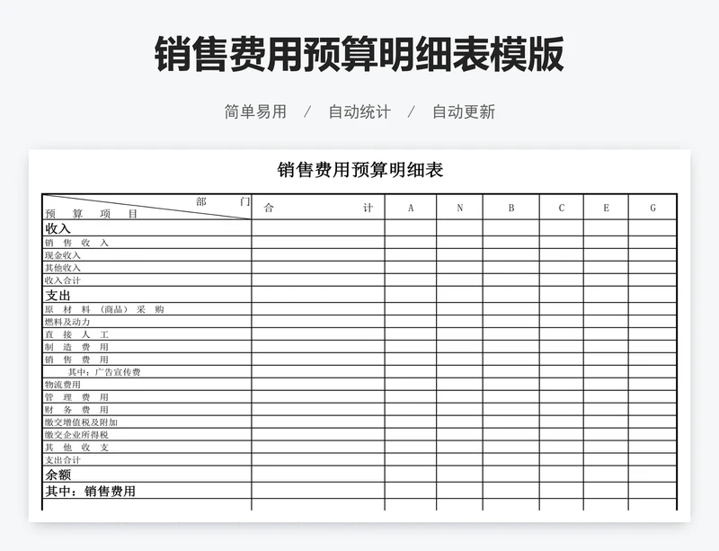 销售费用预算明细表模版
