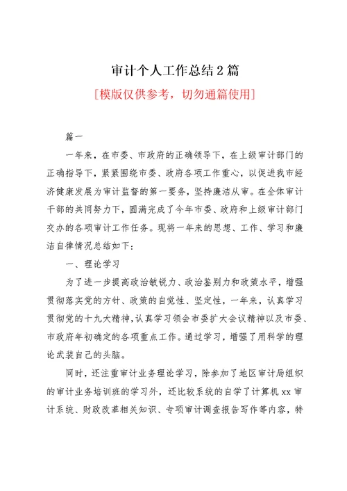 审计个人工作总结2篇(共6页)