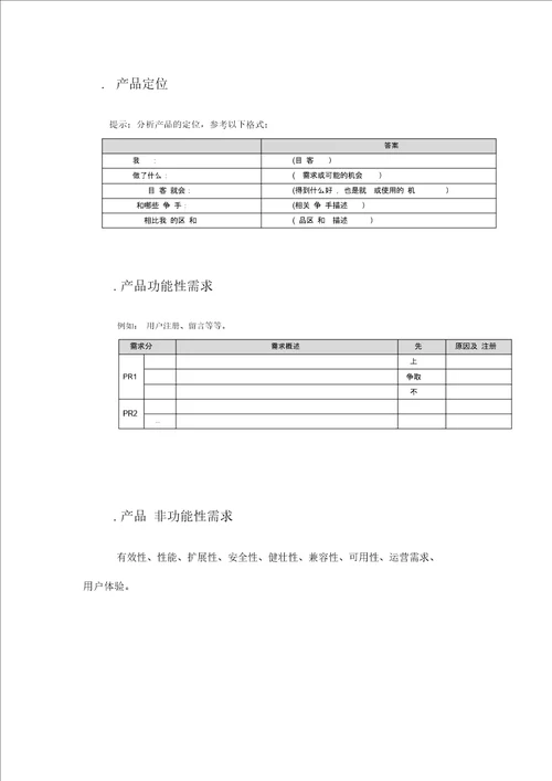 产品市场需求文档MRD