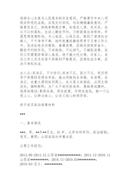 班子成员政治画像材料.docx