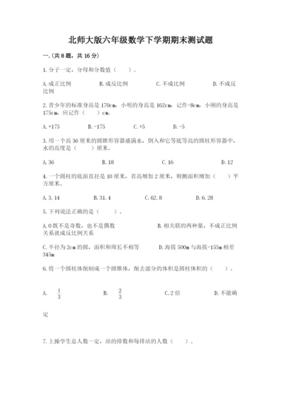 北师大版六年级数学下学期期末测试题（考点精练）.docx