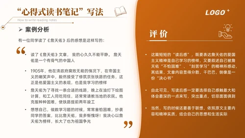 橙色简约如何写好读书笔记讲座培训课件PPT