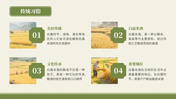 绿色中国风风格白露秋俗韵味悠长PPT模板