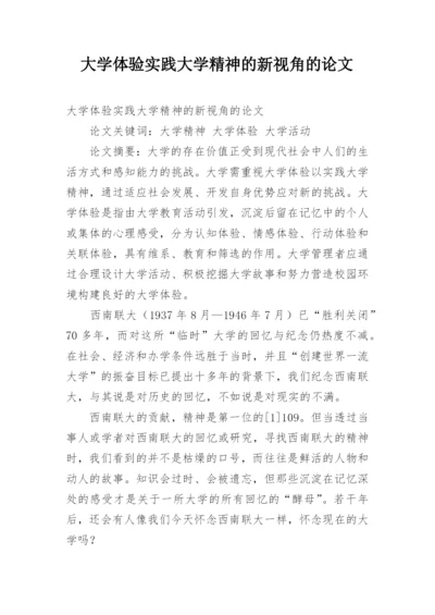 大学体验实践大学精神的新视角的论文.docx