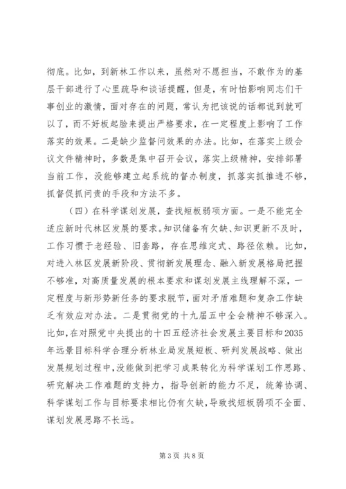 林草局党组书记XX年民主生活会检视剖析材料.docx