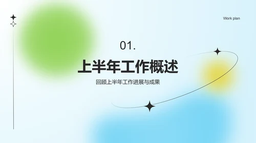 蓝色渐变风下半年工作计划与调整方案PPT模板