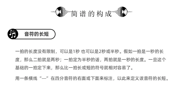 黑白简约小学音乐从零开始认识简谱说课课件PPT模板