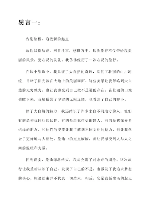 关于旅途结束的感言