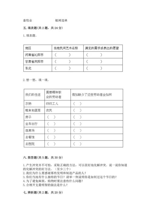 部编版小学四年级下册道德与法治《期末测试卷》附答案（模拟题）.docx