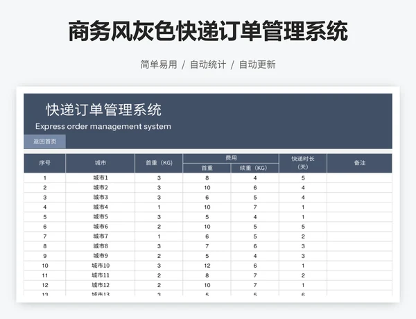 商务风灰色快递订单管理系统