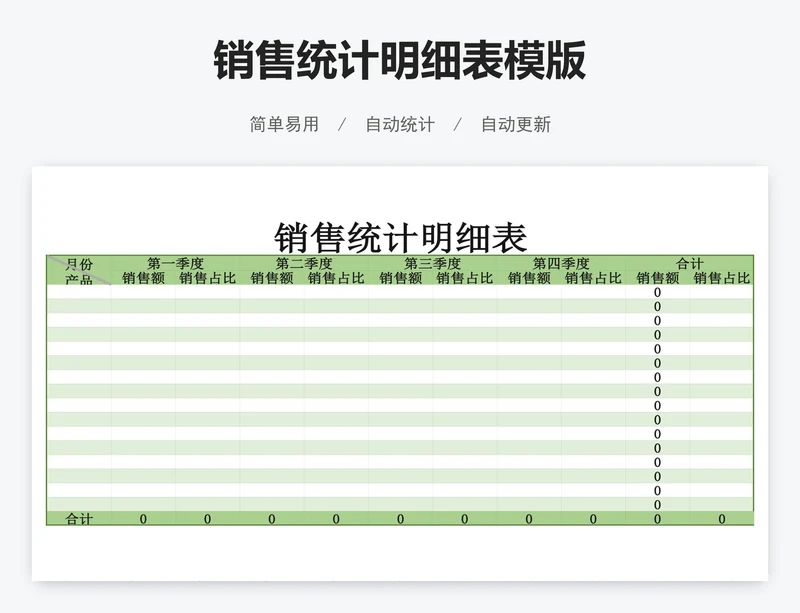 销售统计明细表模版