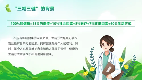 绿色清新风三减三健课件