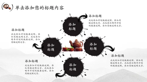 中国风茶文化水墨茶道动态PPT模板