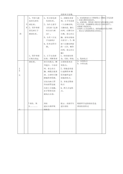 小学羽毛球特色教学教案