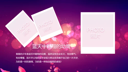 紫色唯美浪漫玫瑰花瓣生日快乐纪念册相册PPT