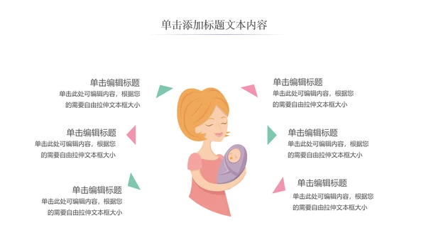 唯美粉色卡通新生婴儿护理母婴宝贝PPT模板