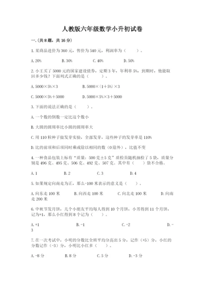 人教版六年级数学小升初试卷精品【名师系列】.docx