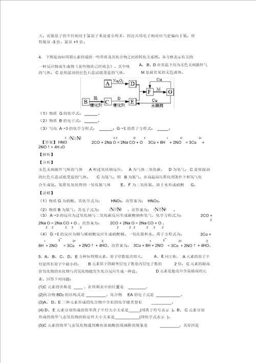 化学一模试题分类汇编氮及其化合物推断题综合附答案