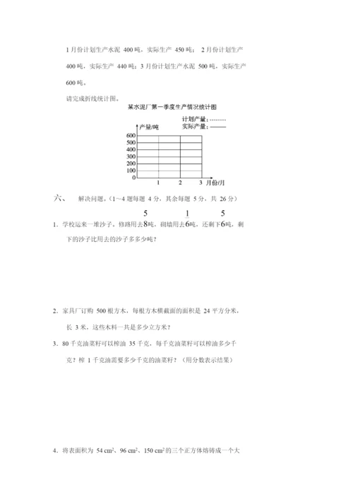 2021年五年级数学下学期期末测试卷（四）新人教版.docx