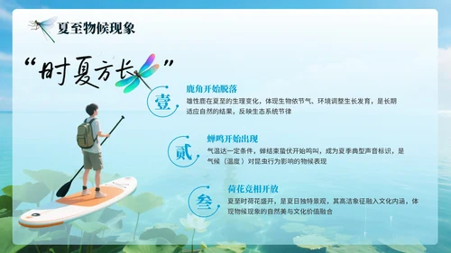 蓝色简约节日节气之夏至PPT模板
