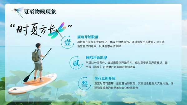 蓝色简约节日节气之夏至PPT模板