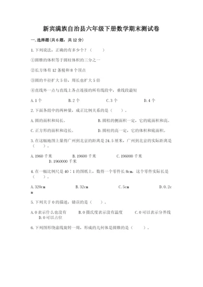 新宾满族自治县六年级下册数学期末测试卷审定版.docx