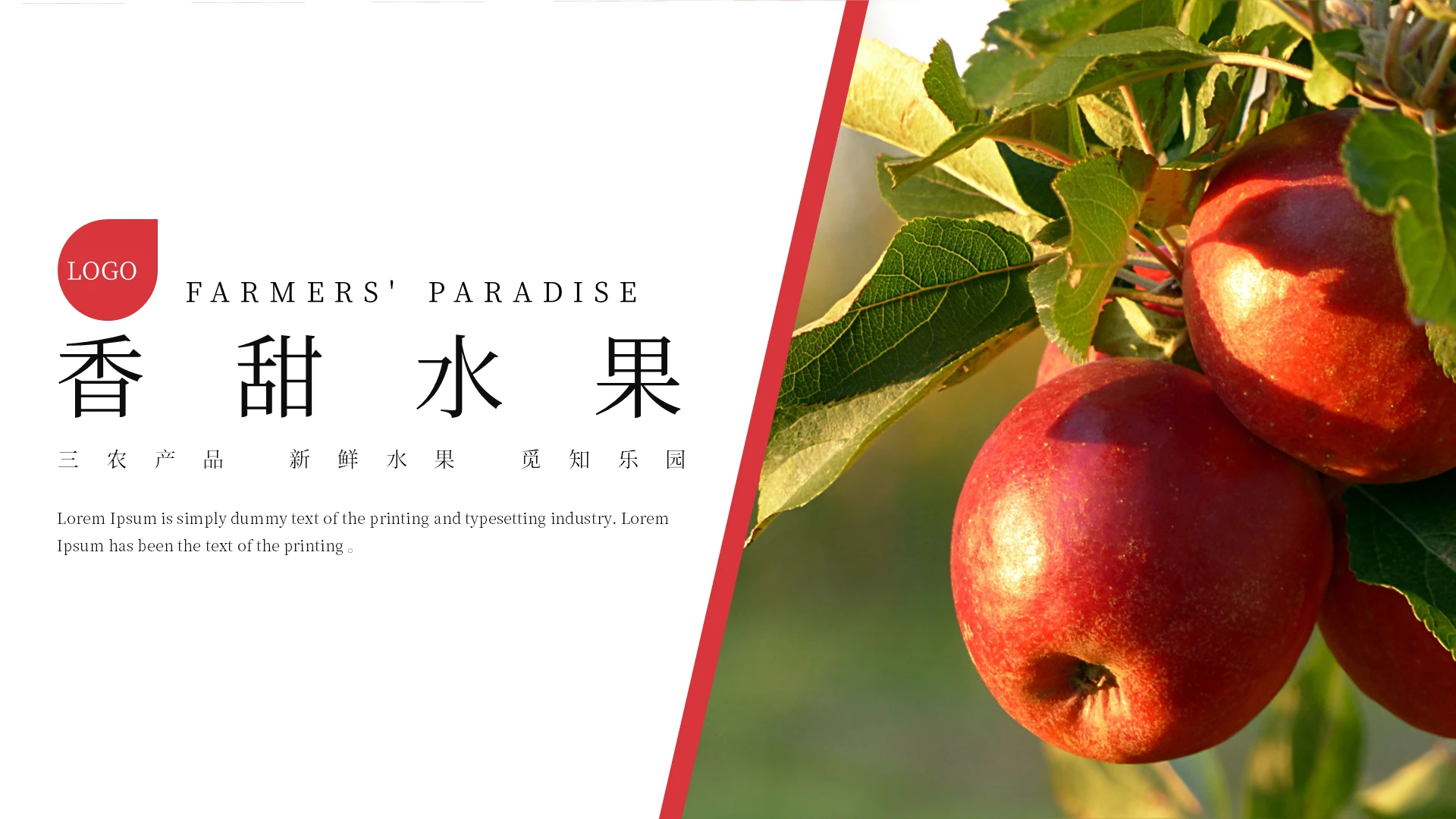 苹果香甜水果PPT模板宣传PPT动态PPT