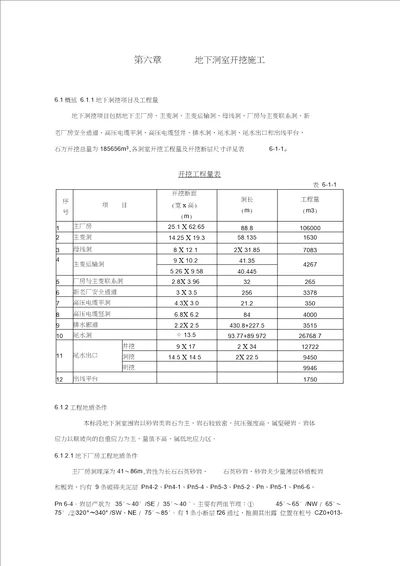 地下洞室开挖施工组织设计