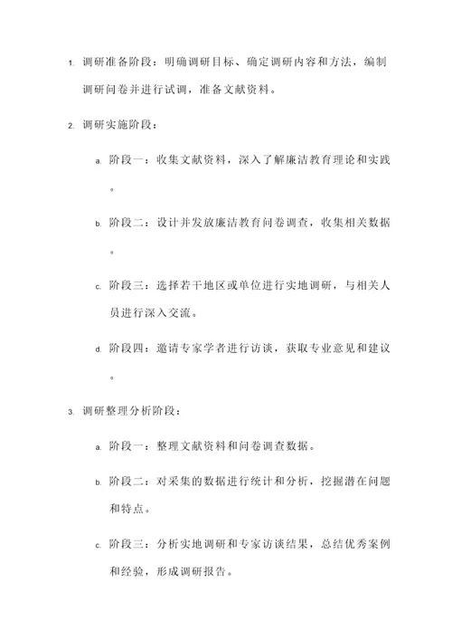 廉洁教育课题调研方案