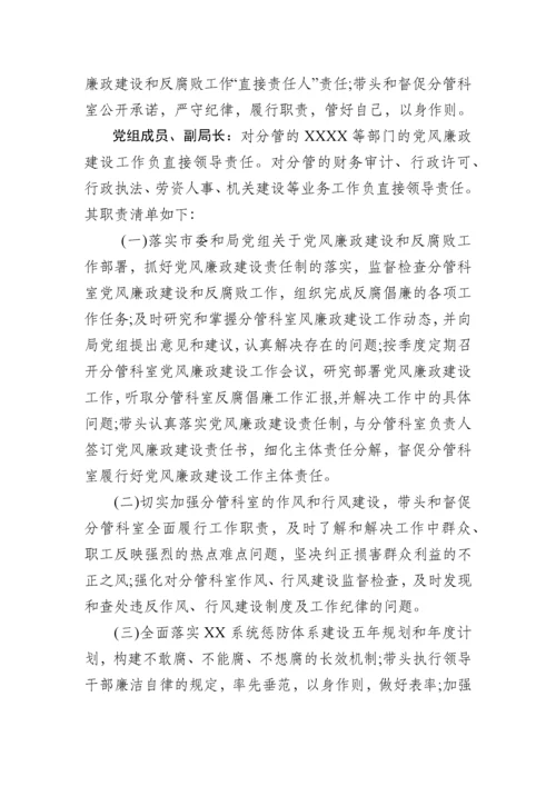 班子成员“一岗双责”责任清单责任书范文.docx