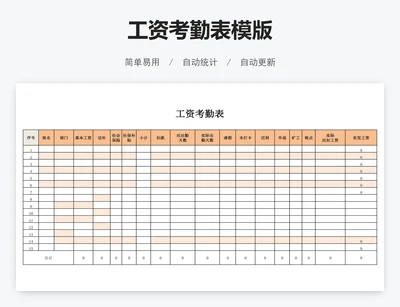 工资考勤表模版