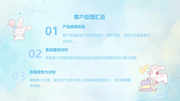 兔崽子蓝色卡通风工作总结ppt模版