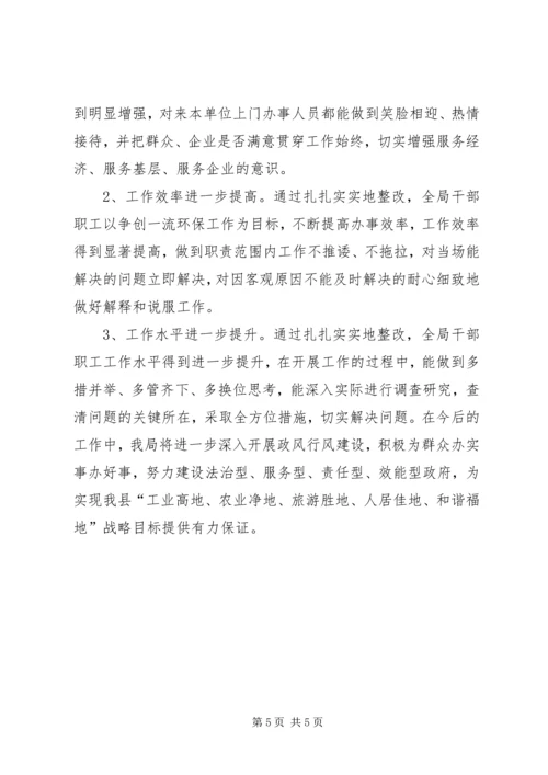 县环保局政风行风评议整改落实情况汇报.docx