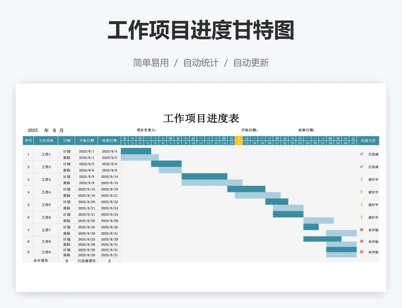 工作项目进度甘特图
