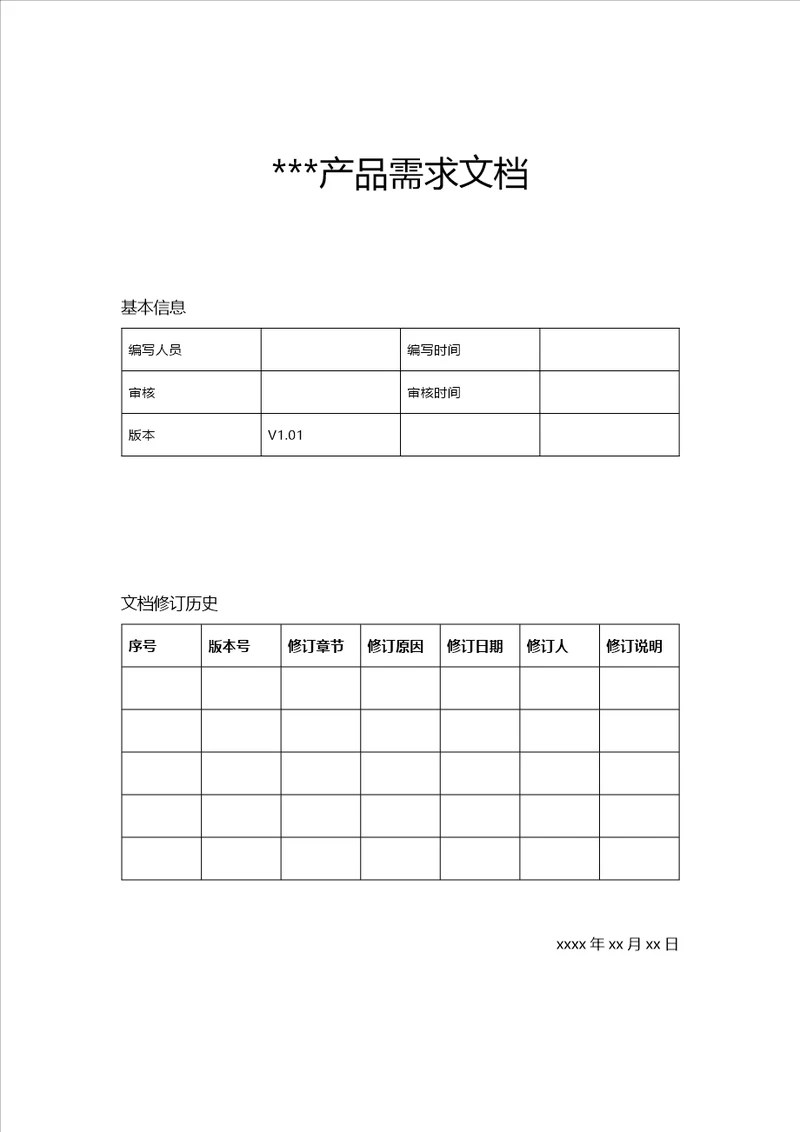 产品需求文档prd模板