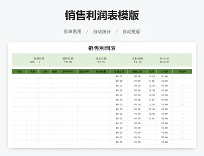销售利润表模版