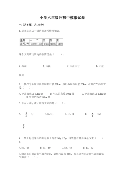 小学六年级升初中模拟试卷附完整答案（夺冠系列）.docx