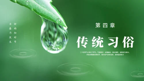 雨水绿色露水背景通用PPT模板