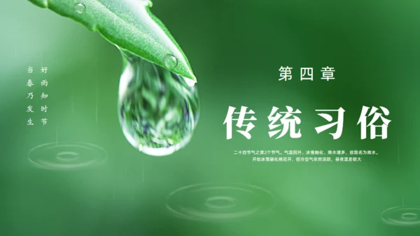 雨水绿色露水背景通用PPT模板