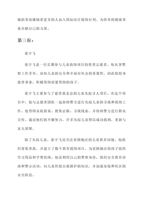 慈善基金会优秀志愿者事迹