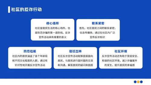 蓝色插画风格社区反诈进行时守护您的钱袋子PPT模板