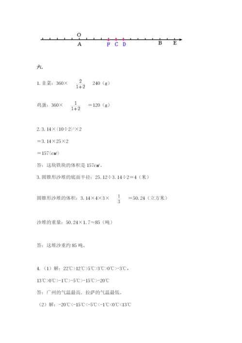 人教版小升初数学模拟试卷（考点提分）.docx