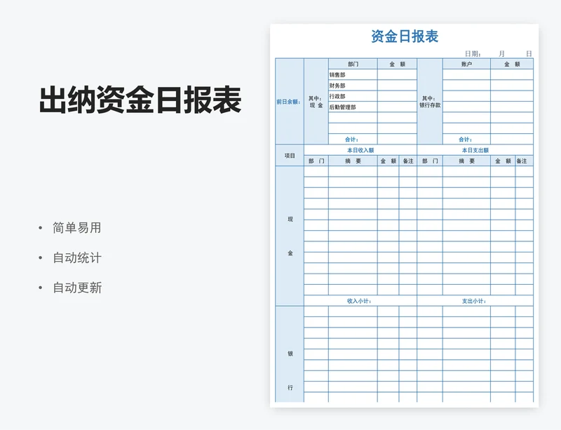 出纳资金日报表