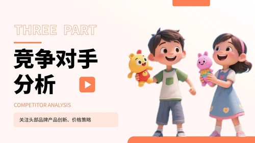 橙色卡通风卡通玩具市场分析报告PPT