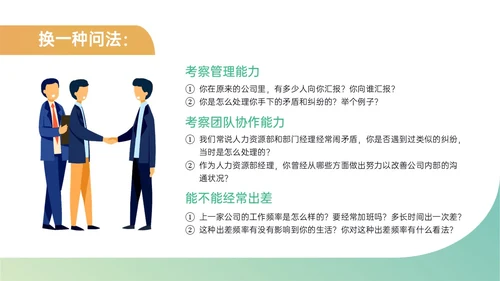 黄绿简约商务插画招聘面试技巧培训PPT课件面试技巧面试