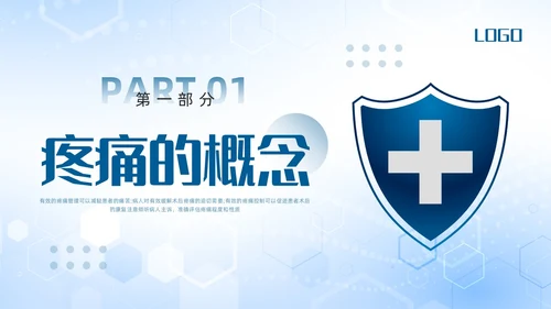 蓝色简约术后疼痛的护理PPT模板宣传PPT动态PPT