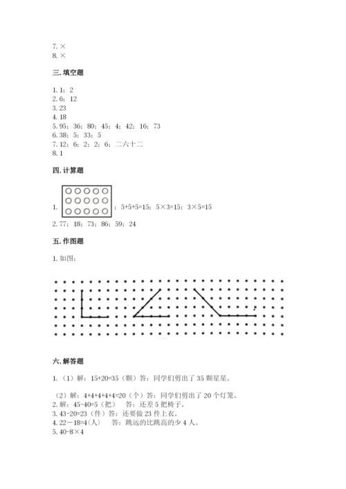 小学二年级上册数学期中测试卷（易错题）.docx