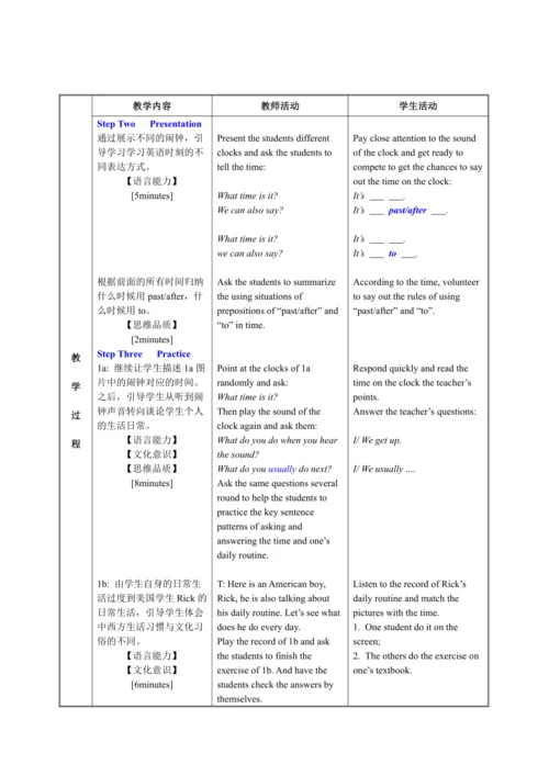 【核心素养目标】人教版英语七年级下册教案 Unit 2 Section A 1a-1c