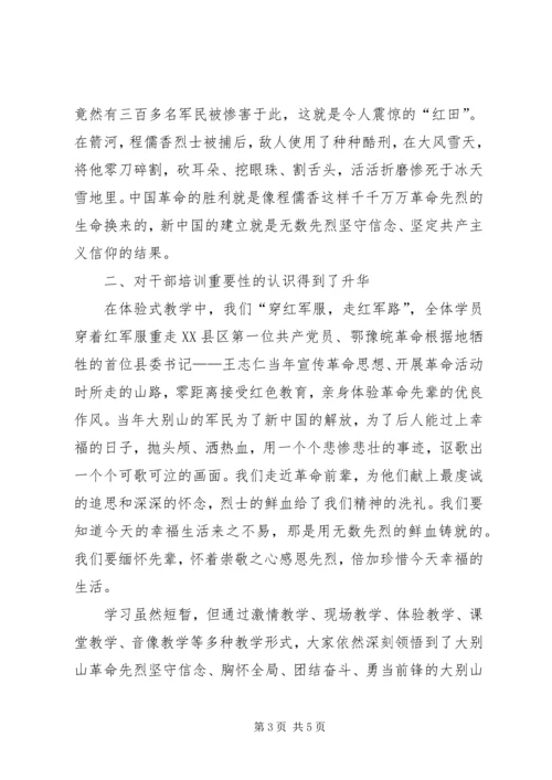 大别山干部学院学习心得：弘扬大别山精神.docx